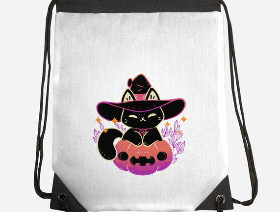 Cute Halloween Cat On Pumpkin