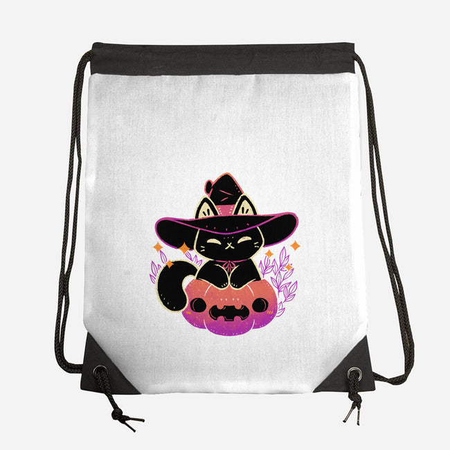 Cute Halloween Cat On Pumpkin-None-Drawstring-Bag-xMorfina