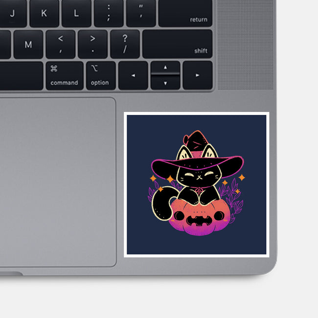 Cute Halloween Cat On Pumpkin-None-Glossy-Sticker-xMorfina