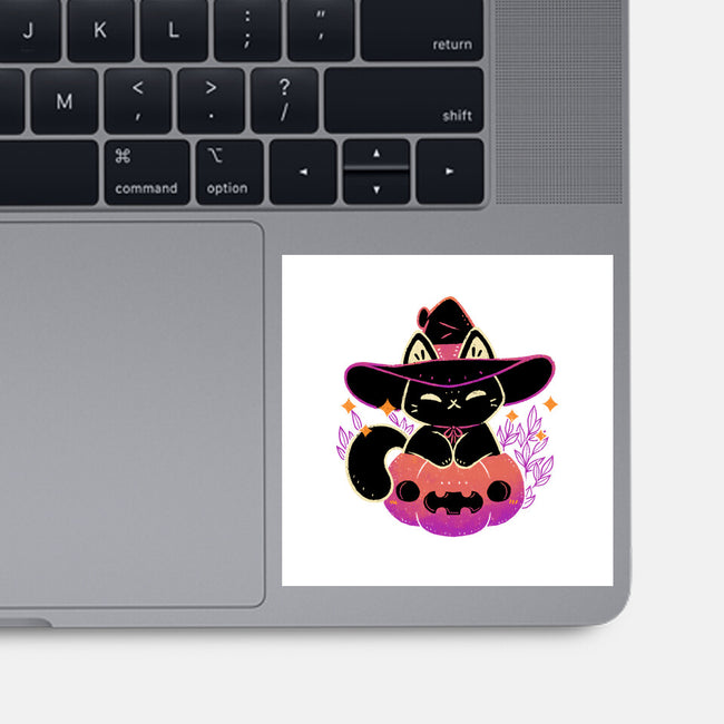 Cute Halloween Cat On Pumpkin-None-Glossy-Sticker-xMorfina