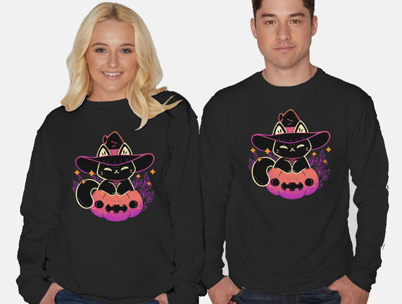 Cute Halloween Cat On Pumpkin