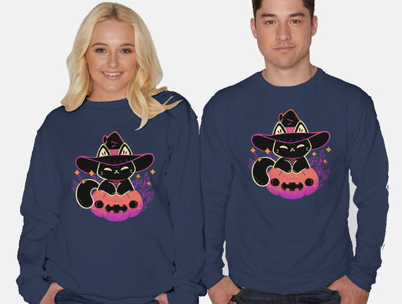 Cute Halloween Cat On Pumpkin