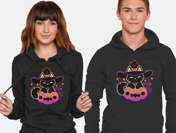 Cute Halloween Cat On Pumpkin