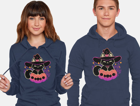 Cute Halloween Cat On Pumpkin