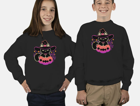 Cute Halloween Cat On Pumpkin