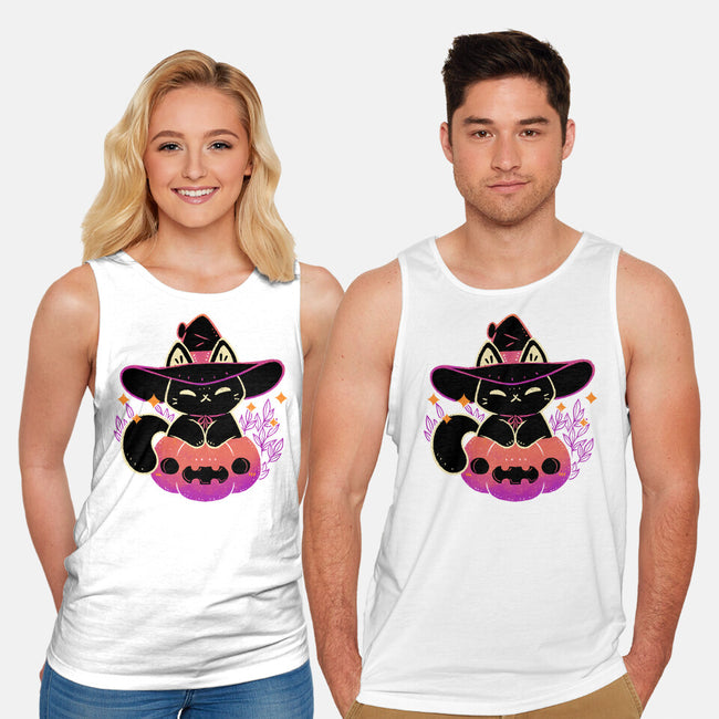 Cute Halloween Cat On Pumpkin-Unisex-Basic-Tank-xMorfina