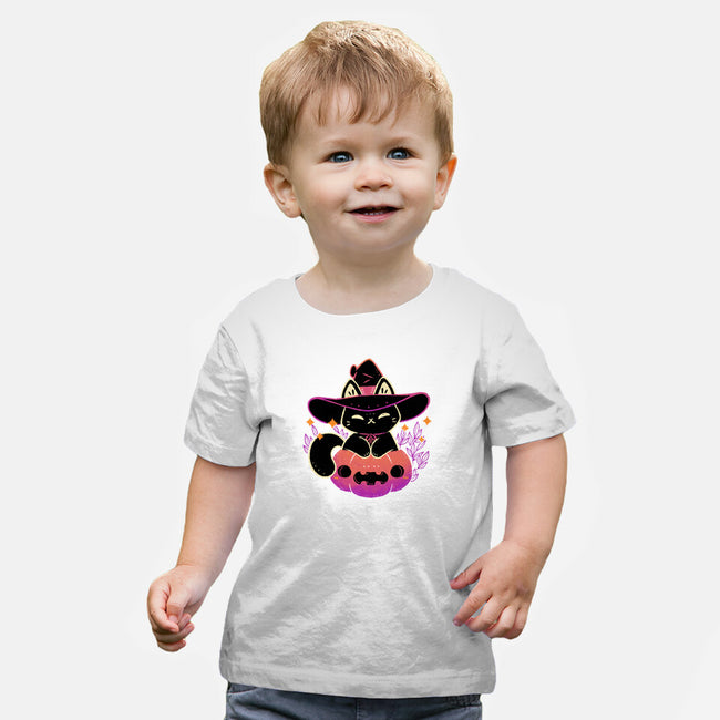 Cute Halloween Cat On Pumpkin-Baby-Basic-Tee-xMorfina