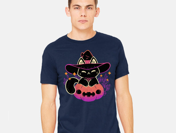 Cute Halloween Cat On Pumpkin