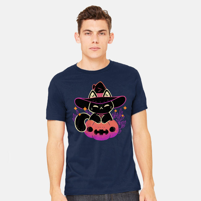 Cute Halloween Cat On Pumpkin-Mens-Heavyweight-Tee-xMorfina