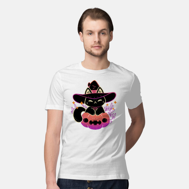 Cute Halloween Cat On Pumpkin-Mens-Premium-Tee-xMorfina
