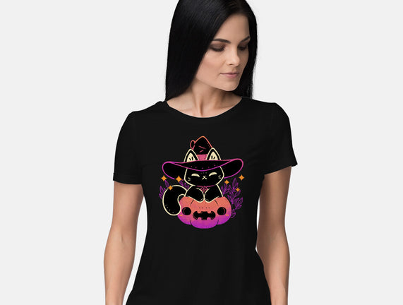 Cute Halloween Cat On Pumpkin