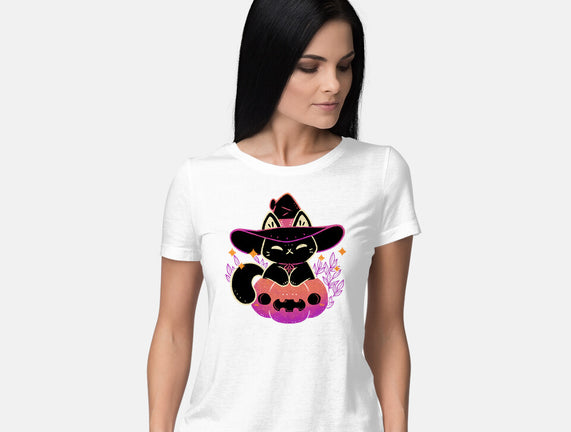 Cute Halloween Cat On Pumpkin