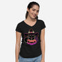Cute Halloween Cat On Pumpkin-Womens-V-Neck-Tee-xMorfina