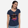 Cute Halloween Cat On Pumpkin-Womens-V-Neck-Tee-xMorfina