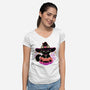 Cute Halloween Cat On Pumpkin-Womens-V-Neck-Tee-xMorfina