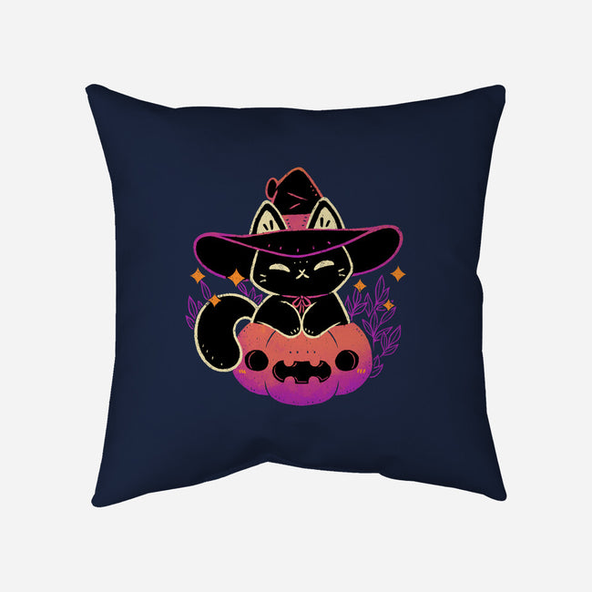 Cute Halloween Cat On Pumpkin-None-Removable Cover w Insert-Throw Pillow-xMorfina