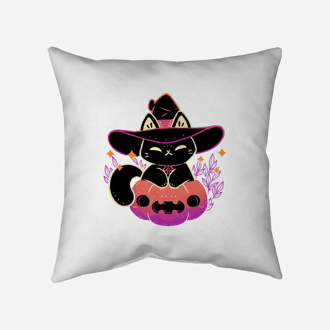 Cute Halloween Cat On Pumpkin-None-Removable Cover w Insert-Throw Pillow-xMorfina