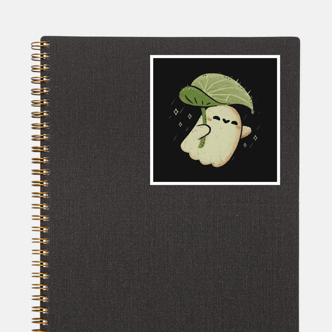 Cute Ghost With Leaf Umbrella-None-Glossy-Sticker-xMorfina