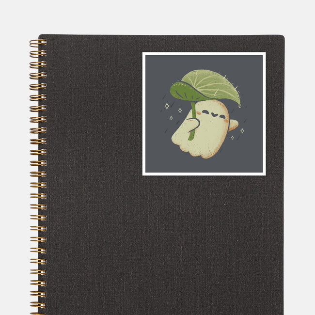Cute Ghost With Leaf Umbrella-None-Glossy-Sticker-xMorfina