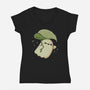 Cute Ghost With Leaf Umbrella-Womens-V-Neck-Tee-xMorfina