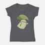 Cute Ghost With Leaf Umbrella-Womens-V-Neck-Tee-xMorfina