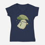 Cute Ghost With Leaf Umbrella-Womens-V-Neck-Tee-xMorfina