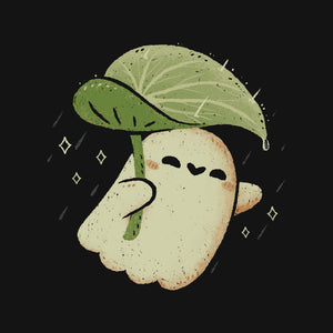 Cute Ghost With Leaf Umbrella