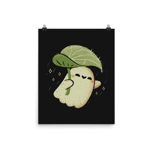 Cute Ghost With Leaf Umbrella