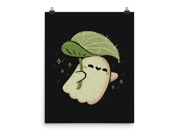 Cute Ghost With Leaf Umbrella