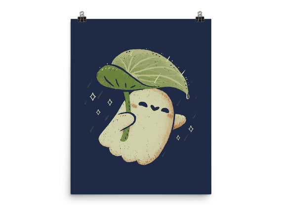Cute Ghost With Leaf Umbrella