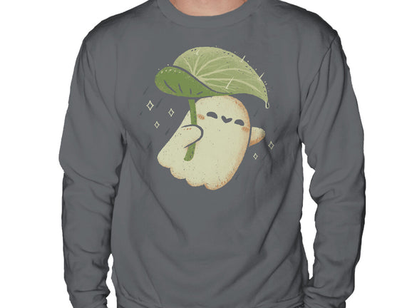 Cute Ghost With Leaf Umbrella