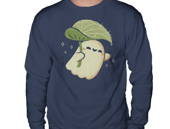 Cute Ghost With Leaf Umbrella