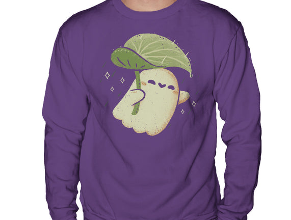 Cute Ghost With Leaf Umbrella