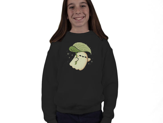 Cute Ghost With Leaf Umbrella