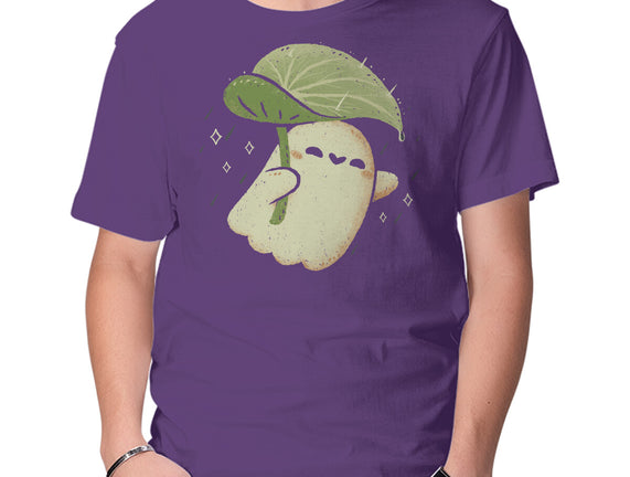 Cute Ghost With Leaf Umbrella