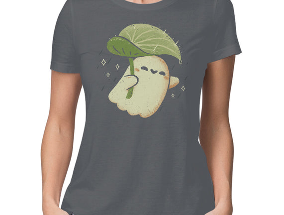 Cute Ghost With Leaf Umbrella