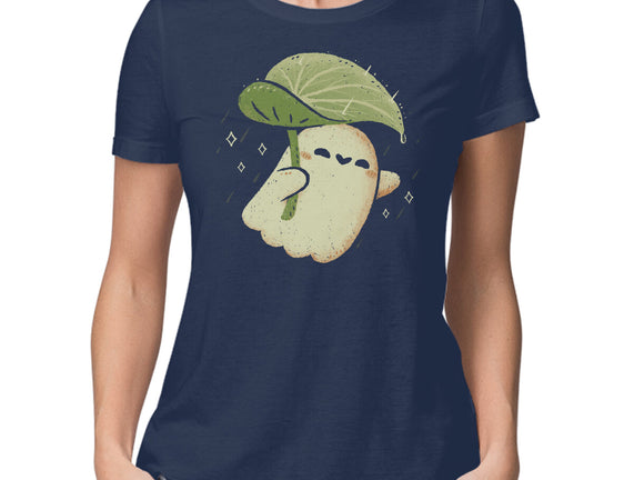 Cute Ghost With Leaf Umbrella