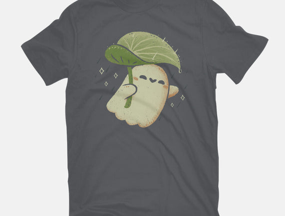 Cute Ghost With Leaf Umbrella