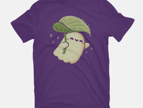 Cute Ghost With Leaf Umbrella