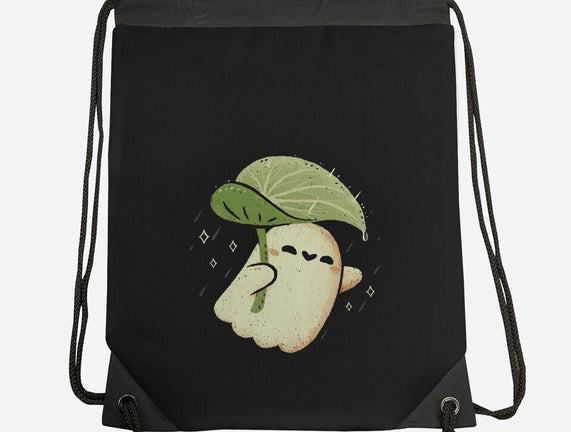 Cute Ghost With Leaf Umbrella