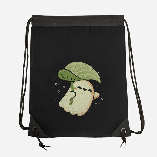 Cute Ghost With Leaf Umbrella-None-Drawstring-Bag-xMorfina