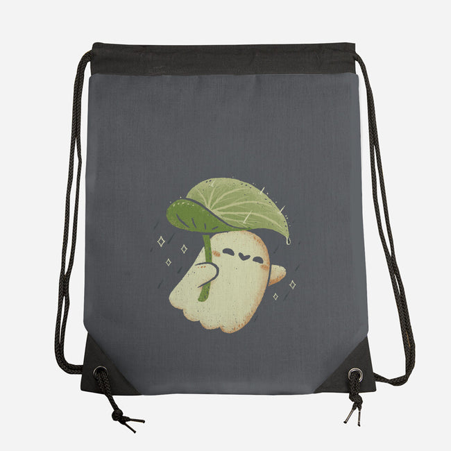 Cute Ghost With Leaf Umbrella-None-Drawstring-Bag-xMorfina