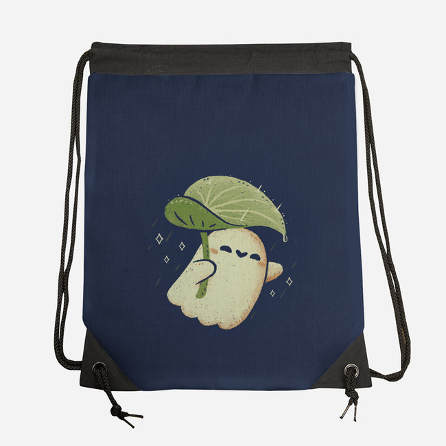 Cute Ghost With Leaf Umbrella-None-Drawstring-Bag-xMorfina