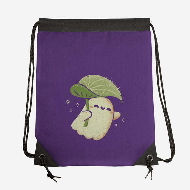 Cute Ghost With Leaf Umbrella-None-Drawstring-Bag-xMorfina