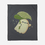 Cute Ghost With Leaf Umbrella-None-Fleece-Blanket-xMorfina