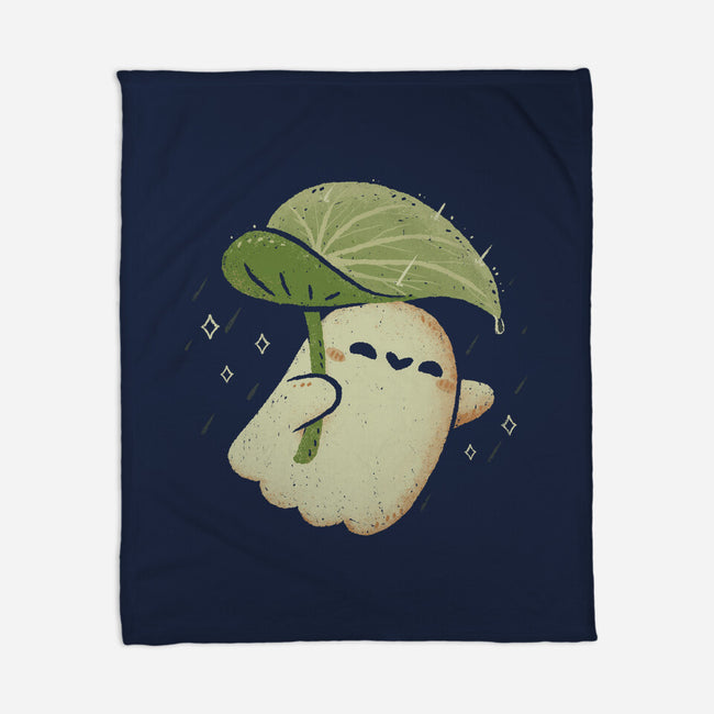 Cute Ghost With Leaf Umbrella-None-Fleece-Blanket-xMorfina