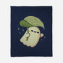 Cute Ghost With Leaf Umbrella-None-Fleece-Blanket-xMorfina