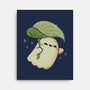 Cute Ghost With Leaf Umbrella-None-Stretched-Canvas-xMorfina