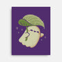 Cute Ghost With Leaf Umbrella-None-Stretched-Canvas-xMorfina