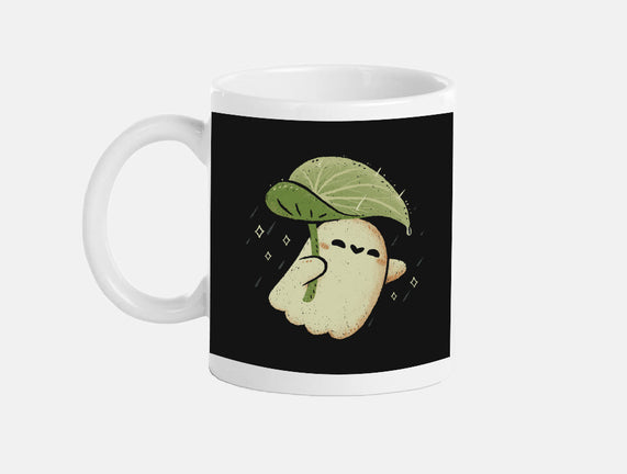 Cute Ghost With Leaf Umbrella